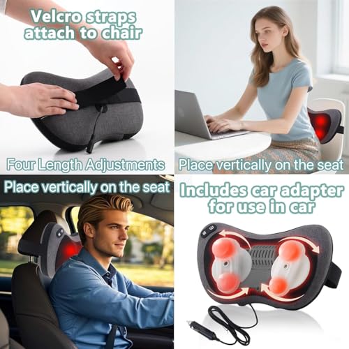 APXPF Shiatsu Neck and Back Massager with Heat - Deep Tissue Massage Pillow for Neck, Back & Shoulders Pain Relief, Ergono...