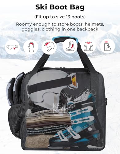 KEMIMOTO Ski Bag and Boot Bag Combo, Snowboard Bag Padded Ski Bags for Air Travel, Snow Ski Bags Fit Skis Up to 200cm, Ski...