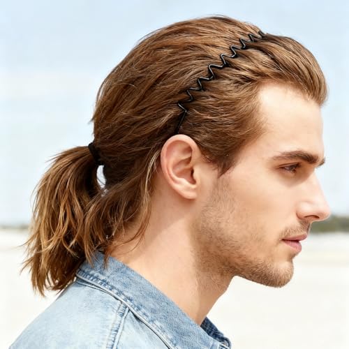 ZASZO 2 Pcs Metal Hair Band, Fashion Wavy Spring Metal Headband for Men & Women, Elastic Non Slip Metals Hairband for Dail...