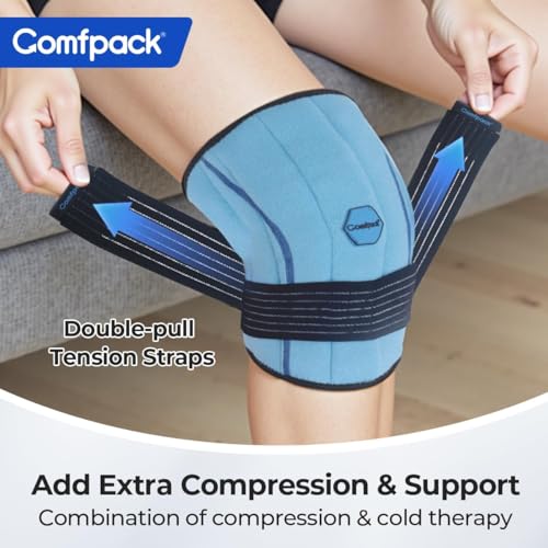 Comfpack Knee Ice Pack Wrap, 2 Hours Long Lasting Coldness Ice & Compression Therapy Flexible Ice Pack for Knee Replacemen...