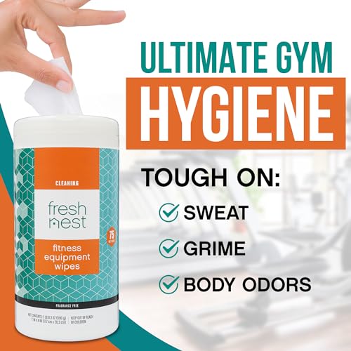 Fresh Nest Fitness Equipment Wipes - Cleaning Wipes for Yoga Mats, Pilates Studios, Gyms, Peloton & Cycle Bikes, Spas - Fr...