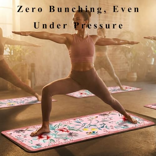 Yagizaai Hot Yoga Mat Towel for Women | Non-Slip Natural Rubber Backing | 72"x26.7" Absorbent Suede Microfiber & Floral De...