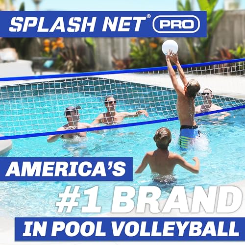 GoSports Splash Net PRO Pool Volleyball Net - Red, White, or Blue - Includes 2 Water Volleyballs and Pump