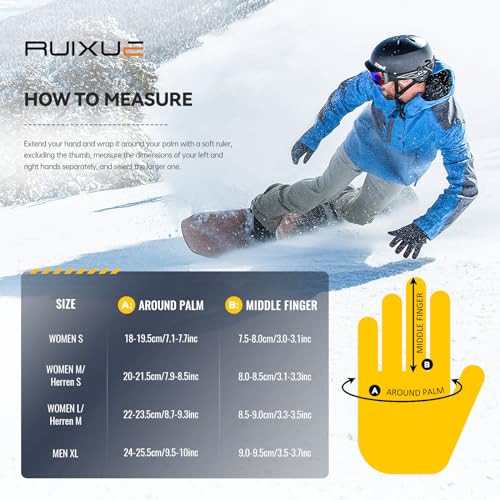 RUIXUE Thermal Gloves for Men Women, Winter Windproof Anti-Slip Touch Screen Running Gloves for Driving Riding Cycling Hik...