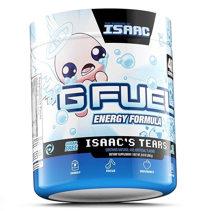 G Fuel The Binding of Isaac Energy Powder, Sugar Free, Clean Caffeine Focus Supplement, Water Mix, White Grape and Pineapple Flavor, Focus Amino, Vitamin + Antioxidants Blend - 9.8 oz (40 Servings)