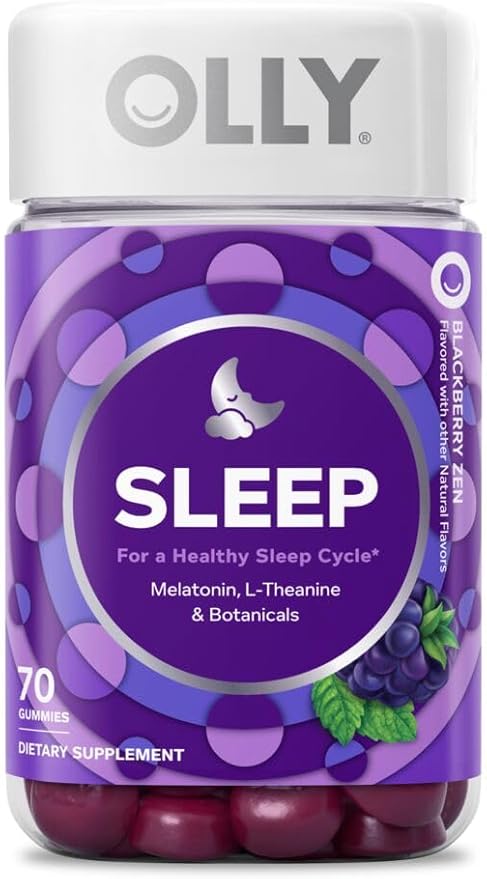 OLLY Sleep Gummies with Melatonin, L-Theanine and Botanicals, BlackBerry and Strawberry Flavors, 130 Count