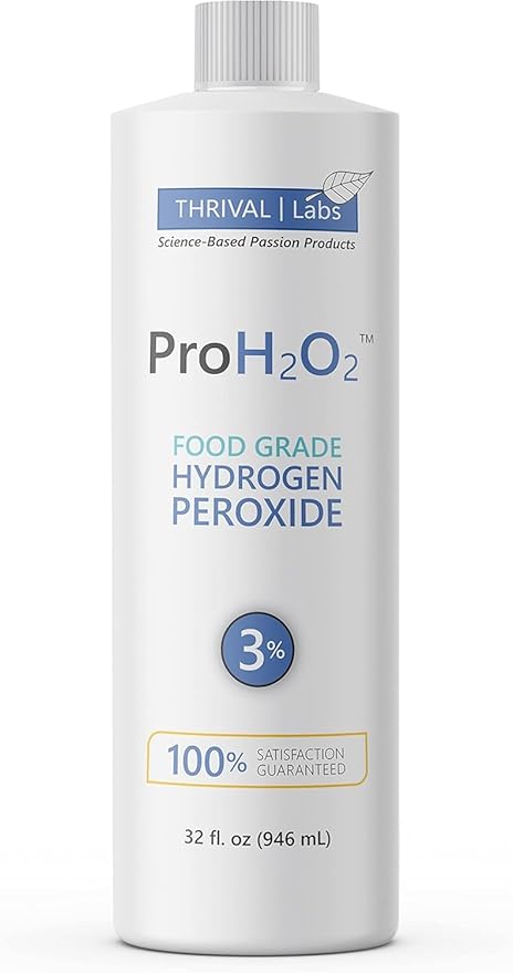 ProH2O2 3% Food Grade Hydrogen Peroxide – Natural Cleaner & Disinfectant – Suitable for Household Use – Ideal for Cleaning, Sanitizing & Gargle – 32 fl oz Refill (Pack of 6)