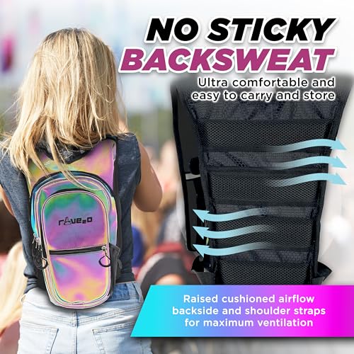 Rave2o Rave Hydration Backpack – Anti-Theft Festival Hydration Pack with 1.5L Leakproof TPU Bladder – Slim, Insulated Wate...
