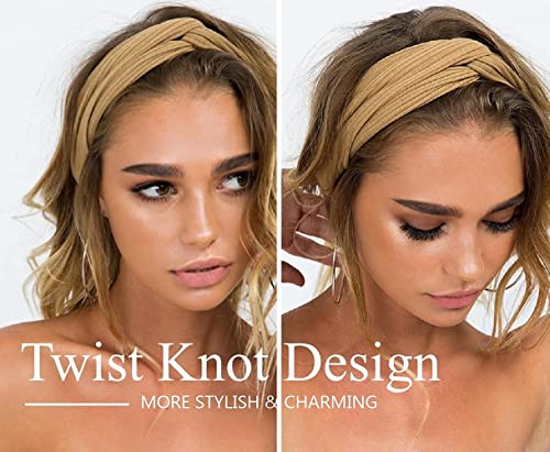 Huachi Headbands for Women Twist Knotted Women Head Bands Boho Stretchy Hair Bands Non Slip for Girls Criss Cross Turban P...