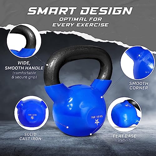 Yes4All Kettlebell, 5-100 LB Vinyl Coated Cast Iron Strength Training Kettlebells for Home Gym Exercises, Fitness, Full Bo...