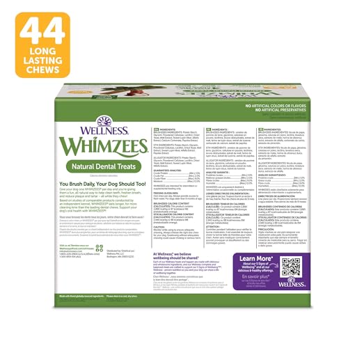WHIMZEES Wellness Value Box Dog Dental Treats, Medium Size (44 Count)