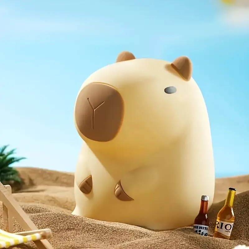 Night Light Cute Tangerine Led Squishy Novelty Animal Night Lamp Dimmable Soft Silicone Nursery Nightlight For Kids  Rechargeable Bedroom Touch Lamp  Dorm Decor  Baby Boys Girls Gift(Capybara)