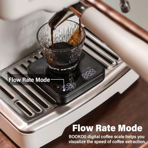 BOOKOO Coffee Scale Espresso Scale with Timer Mini Digtial Coffee Scale Rechargeable with Auto Mode Flow Rate Mode for Cof...
