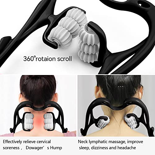 HaSeftni Neck Massager, Upgrade 6 Balls Massage Point Roller Massager for Pain Relief Handheld Tool Suitable Legs Waist an...