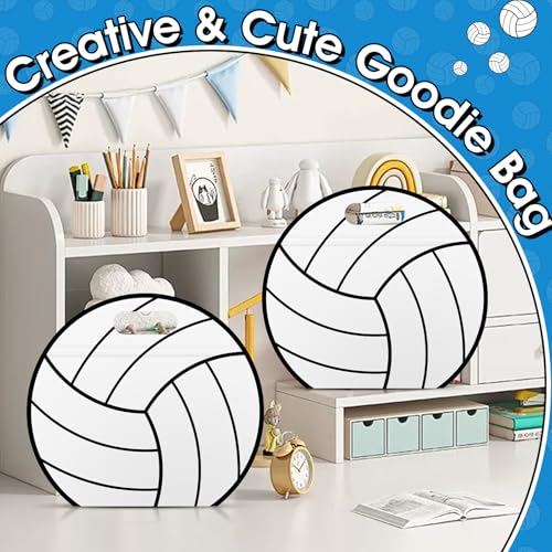 AKAIXI 24pcs Volleyball Gift Bags with Handles Reusable Sealed Snack Bags, Stand-up Bottom Treat Bags for Volleyball Coach...