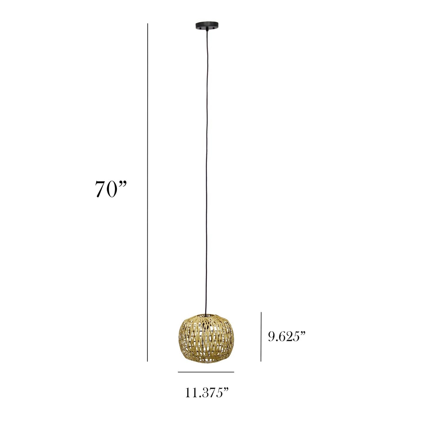 Elegant Designs PT1016-NAT 1-Light Ceiling Pendant, Woven Paper Rope, 11.38in Natural, Modern Bohemian Style for Kitchen, Hallway, Bedroom