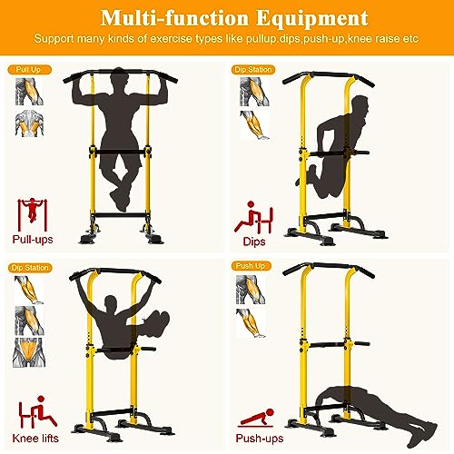 DlandHome Power Tower Pull Up Dip Station Multi-Function Fitness Equipment for Strength Training Adjustable Height Dip Sta...