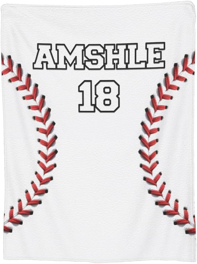 Baseball Themed Sofa Bedding Travel Throw Blanket Personalized Baseball Themed Throw-Blanket Customized Name Sports Enthusiasts Bed Blankets Gifts Custom Home Decor for Ball Sport Lovers