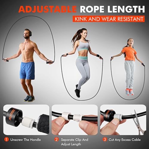 KUTIZE Jump Rope, Weighted Jump Rope for Men Women, Adjustable 1lb Heavy Skipping Ropes, Suitable for Boxing, Cardio, Home...