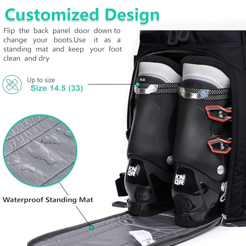 SEMSTY Ski Boot Bag, 55L/70L Waterproof Ski and Snowboard Boots Travel Backpack for Skis, Snowboard, Ski Helmet, Goggles, ...