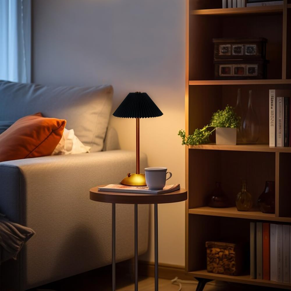 EJFOIEJ Portable LED Table Lamp, Touch Sensor, 3 Color Modes, Rechargeable, Metal, Black, Model C34bz-02