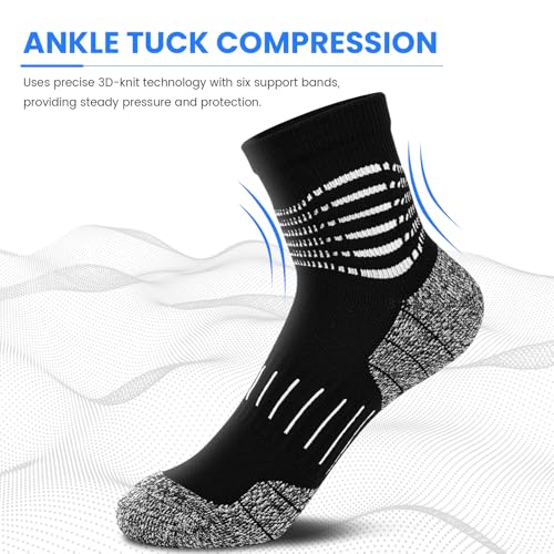 IRAMY Ankle Compression Socks for Men Athletic Running Socks with Cushioned Support 3/5 Pairs