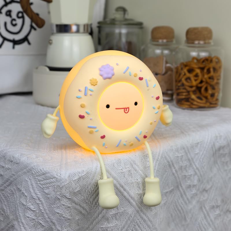 Hpydiy Cute Donut Night Light For Kids Silicone Nursery Nightlight  Touch Control Usb Rechargeable Lamps Breastfeeding Sweet Kawaii Dorm Room Decor Christmas Gift Baby Kids Girls Teens White