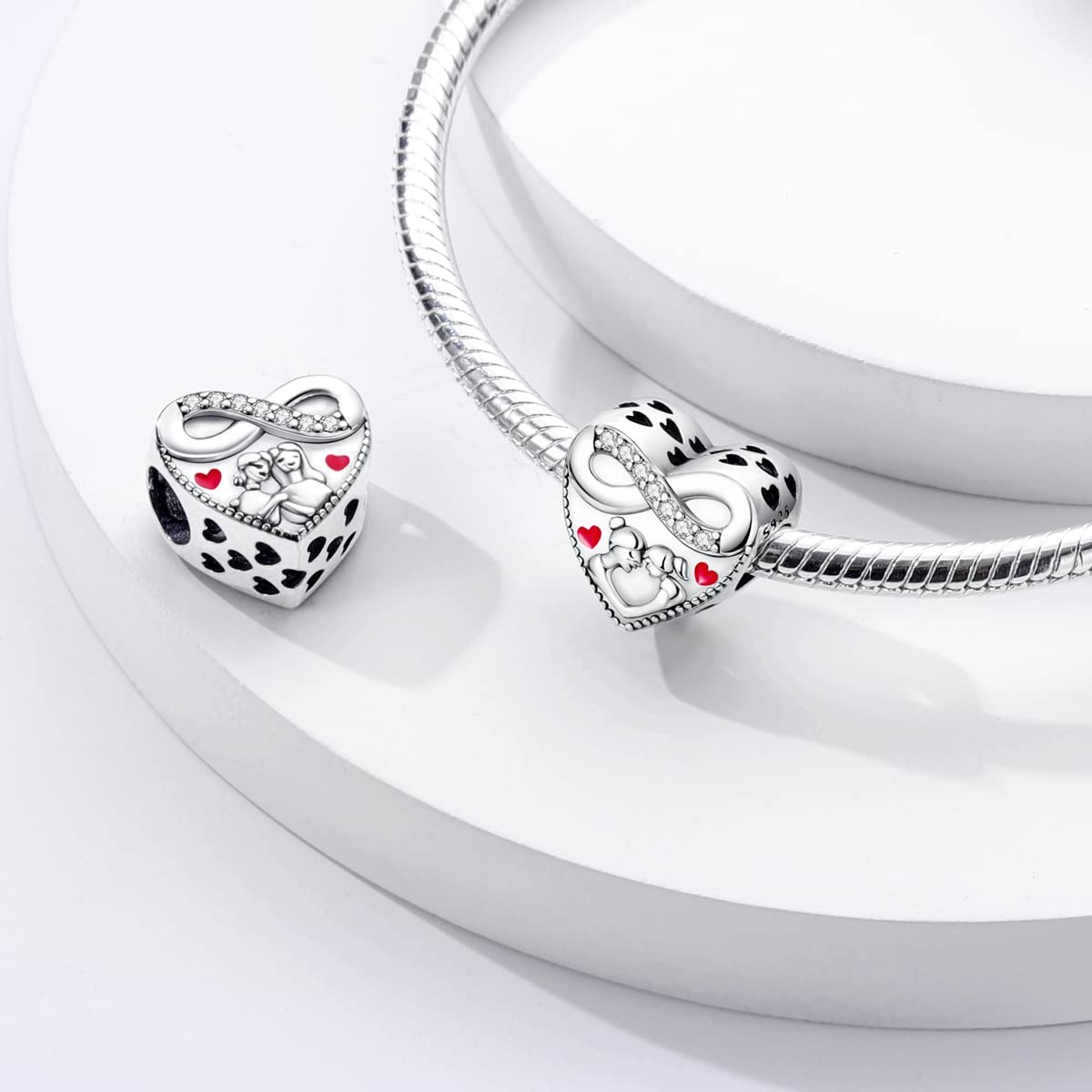 Parmuz 925 Sterling Silver Charm for Bracelets Dog Evil Eye Travel Love Mom Dangle Charms for European Bracelets Necklace Pendan