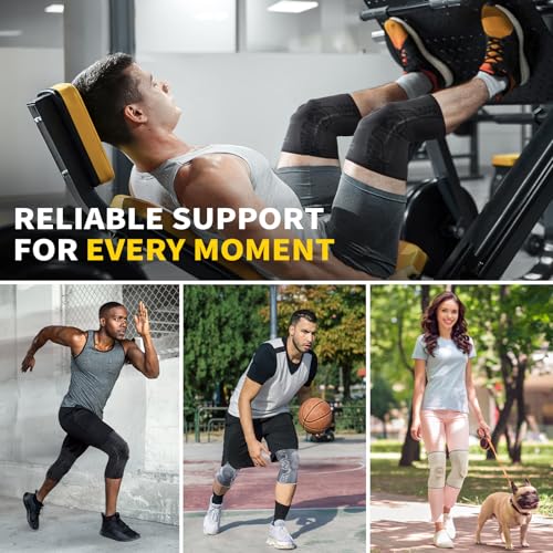 CAMBIVO 2 Pack Knee Brace for Men and Women, Knee Sleeves for Men with Patella Gel Pad and Side Stabilizers, Knee Compress...