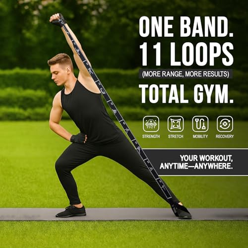 KSDD Elastic Yoga Strap with 11 Loops – Premium Stretch Band for Flexibility, Physical Therapy, Pilates, Leg & Full-Body E...