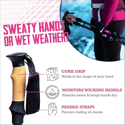 Hiking Trekking Poles, 2 Pack Lightweight, Collapsible Trekking Poles for Snowshoe & Backpacking Gear, Walking Sticks for ...