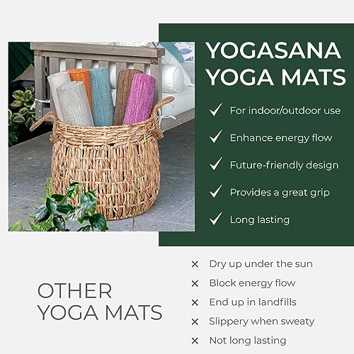 Yogasana Organic Cotton Yoga Mat - Non Slip Hand-Woven Foldable Yoga Rug Provides Excellent Comfort, Traction & Support - ...