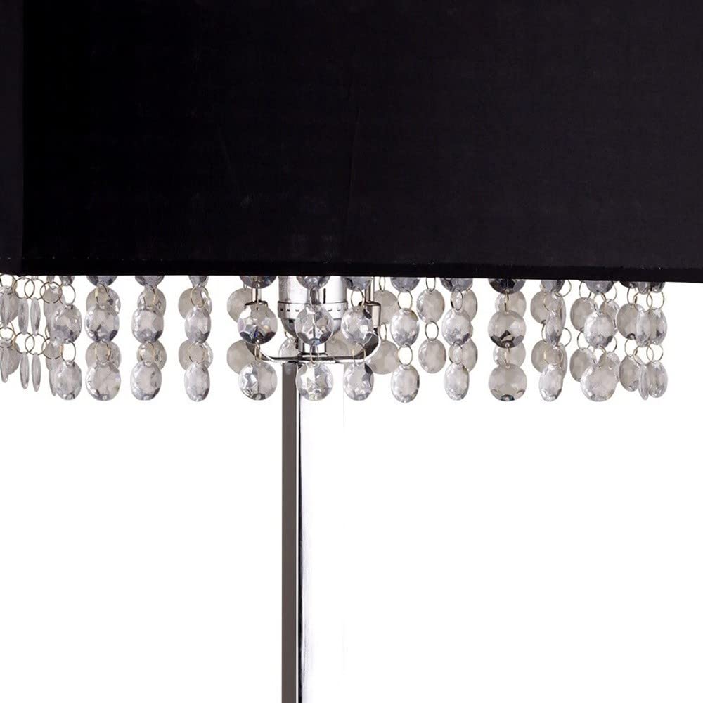 Homeroots Rectangular Table Lamp - Bling Glam Black Faux Crystal, Model 468419
