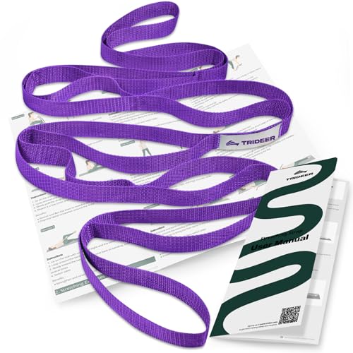 Trideer Stretching Strap Yoga Strap for Physical Therapy, 10 Loops Yoga Straps for Stretching, Non-Elastic Stretch Strap f...
