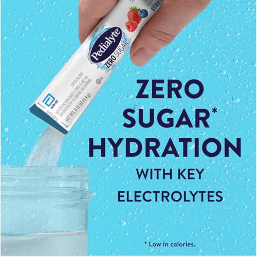 Pedialyte Electrolyte Drink Mix With Zero Sugar | Hydration With Key Electrolytes | Great Hydration Low in Calories | Berr...