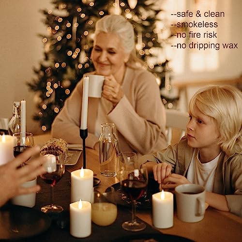 Softflame Flameless LED Candles with Remote Control, 4"x 8.3"Flickering 3D Moving Flame Battery Operated Candles in Real Wax Shell for Indoor Use, Home Decor White
