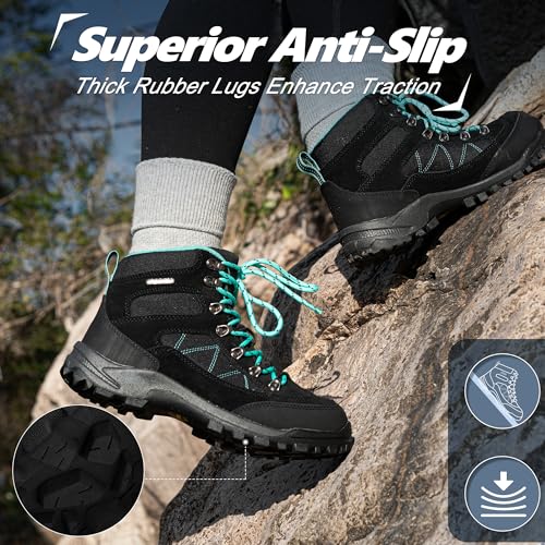 R CORD Hiking Boots Women Waterproof Womens Hiking Boots for Outdoor Trekking Camping Trail Outdoor Hiking Shoes for Women