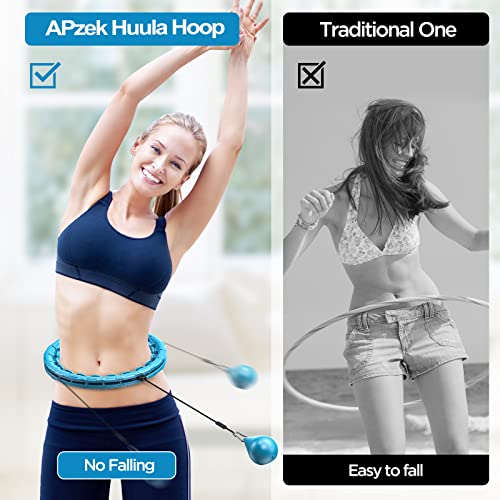 APzek Weighted Exercise Hoop Plus Size, 32 Detachable Knots for Adults & Beginners, 2 in 1 Abdomen Fitness Massage Non Fal...