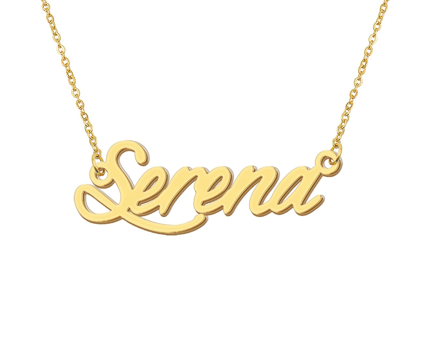 Aoloshow Serena Necklace Initial Name Stainless Steel 18k Gold Plated Carrie Name Necklace Jewelry for Familys Christmas
