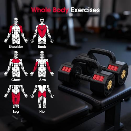 Nimsqury 41LBS Adjustable Dumbbell Set, Each 5/10.3/15.4/20.5lb Adjustable Dumbbells for Men Women, 4 Level Weights Set wi...