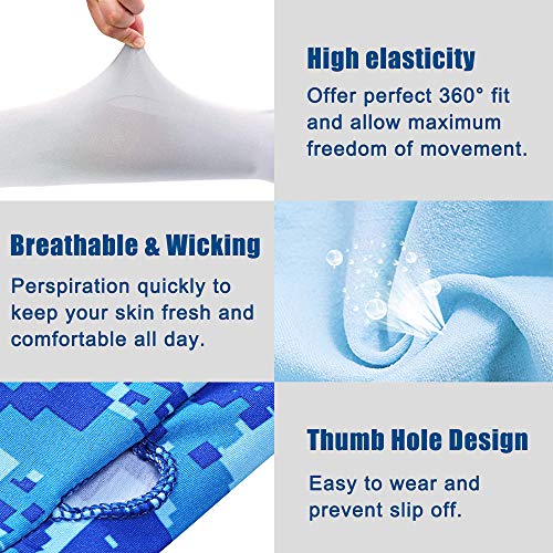 Bacophy 3 Pairs Arm Sleeves with Thumb Holes Women Men UV Protection Cooling, UPF 50 Compression Long Arm Cover