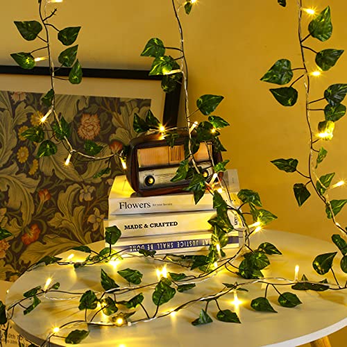 Unittype 15 Pcs 6.6 ft 300 LED Fake Ivy Vines Window Curtain String Light for Bedroom, Artificial Hanging Ivy Vines Plant ...