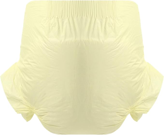 CutiePlusU Disposable Adult Diaper Heavy Absorption Dry Surface Adult Diapers All Night- Yellow 10 Pieces (Medium 28"-38")