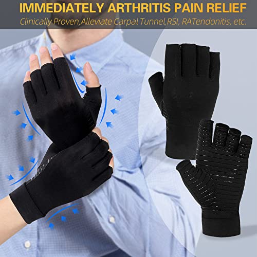 Donfri 2 Pairs Copper Arthritis Gloves Compression Gloves Women Men Relieve Hand Pain Swelling and Carpal Tunnel (2Pairs, ...