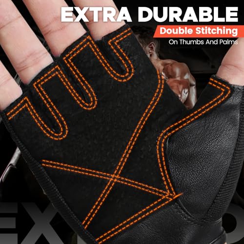 BEACE Weight Lifting Gym Gloves with Anti-Slip Leather Palm for Workout Exercise Training Fitness and Bodybuilding for Men...