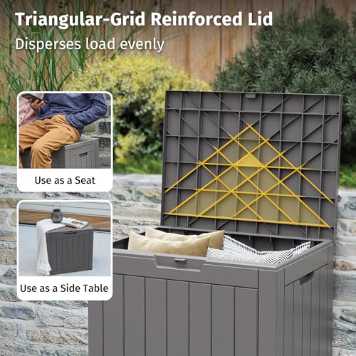 EAST OAK Outdoor Storage Box, 31 Gallon Deck Box Indoor and Outdoor Use, Waterproof Resin Storage Bin for Package Deliver...