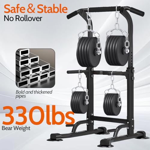 Power Tower Pull Up Dip Station Adjustable Height Multifunctional Home Strength Training Fitness Exercise Equipment, Simpl...