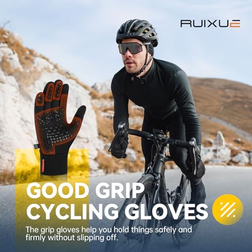 RUIXUE Thermal Gloves for Men Women, Winter Windproof Anti-Slip Touch Screen Running Gloves for Driving Riding Cycling Hik...
