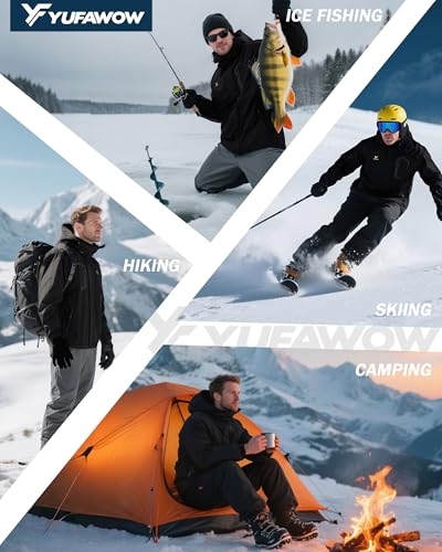 Yufawow Men's Ski Jacket Waterproof Warm Snowboard Jacket Insulated Winter Coat for Outdoor Cold Weather Sports Work
