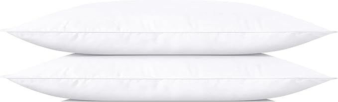 SILUI Extra Flat Thin Soft Pillows Queen Size Set of 2 Pack Bed Pillow Down Alternative Fill for Side Back Stomach Sleepers, White, 20x30 Inches